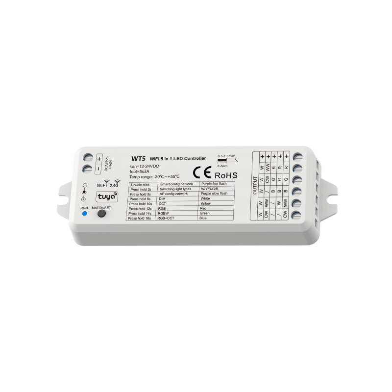 Universalus RGB, RGBW, RGB-CCT  valdiklis Tuya | WiFi Light Plan 3006WT5