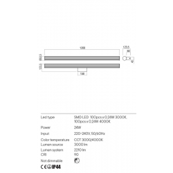 Sieninis LED šviestuvas DIZZY L120 24W juodas
