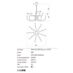 Pakabinamas LED šviestuvas LUXOR 81W juodas TRIAC