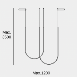 PAKABINAMAS LED ŠVIESTUVAS TUBS MODULAR Double Arch 71,2W juodas dimeriuojamas pristatymas