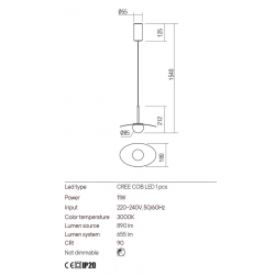 Pakabinamas LED šviestuvas CODY 11W juodas kaina