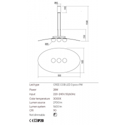 Pakabinamas LED šviestuvas CODY 28W aukso spalvos pigiau