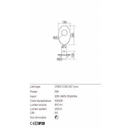 Sieninis LED šviestuvas CODY 11W aukso spalvos pigiau