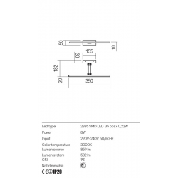 Sieninis LED šviestuvas LINEAR 8W juodas kaina