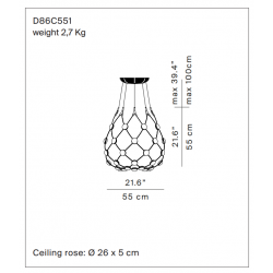 PAKABINAMAS LED ŠVIESTUVAS MESH D55 H155 40W kaina