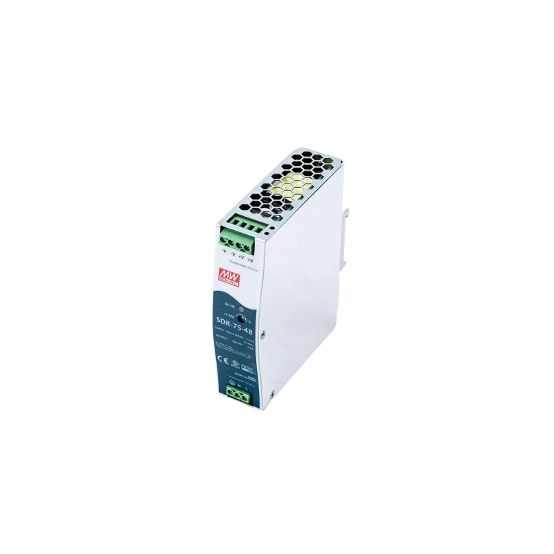 IMPULSINIS MAITINIMO ŠALTINIS TVIRTINAMAS ANT DIN BĖGIO 75W 48V MEAN WELL SDR-75-48