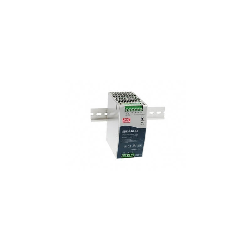 IMPULSINIS MAITINIMO ŠALTINIS TVIRTINAMAS ANT DIN BĖGIO 240W 48V MEAN WELL SDR-240-48