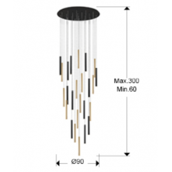 PAKABINAMAS LED ŠVIESTUVAS VARAS 25 125W H300 JUODAS | AUKSO SPALVOS pigiau