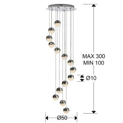 PAKABINAMAS LED ŠVIESTUVAS SPHERE D50 50W CHROMO SPALVOS internetu