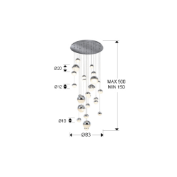 PAKABINAMAS LED ŠVIESTUVAS SPHERE D83 147,6W CHROMO SPALVOS pigiau