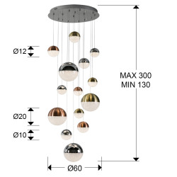 PAKABINAMAS LED ŠVIESTUVAS SPHERE D60 78,6W ŽALVARIO | VARIO | CHROMO SPALVOS skubiai