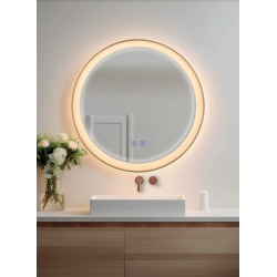 VEIDRODIS SU LED APŠVIETIMU SERGIO D60 40W AUKSO SPALVOS kaina
