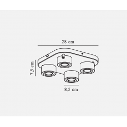Lubinis LED šviestuvas Clyde 4-spot 14W juodas internetu