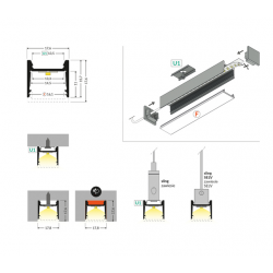 LED PROFILIS HOOD14 F/U1 PAVIRŠINIS, 2M, JUODAS internetu