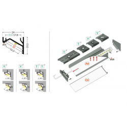 LED PROFILIS CORNER16.V2 AC-6/TY KAMPINIS, 2M, BALTAS internetu