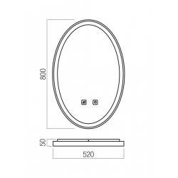 VEIDRODIS SU LED APŠVIETIMU VANITY OVAL 36W BALTAS pristatymas