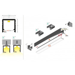 LED PROFILIS SMART10 AC2/Z PAVIRŠINIS, 2M, ANODUOTAS ALIUMINIS pigiau