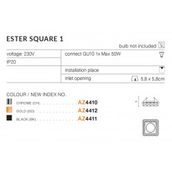 Įleidžiamas šviestuvas ESTER Square 1 chromo spalvos atsiliepimai