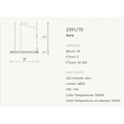 PAKABINAMAS LED ŠVIESTUVAS AURA D70 40W ĮVAIRIŲ SPALVŲ kaina