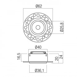 PRIGLAISTOMAS PAGRINDAS XLOOP LED JUOSTOMS D25 BALTAS pigiau