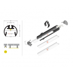 LED PROFILIS PEN12 CJ 2M JUODAS kaina