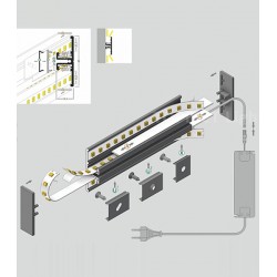 LED PROFILIS BACK10 A/UX PAVIRŠINIS, 1M, JUODAS skubiai