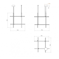 PAKABINAMAS LED ŠVIESTUVAS COORDINATES SUSPENSION 3 671W AUKSO SPALVOS skubiai