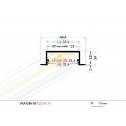 LED PROFILIS VARIO30-06 ACDE-9/U9 ĮLEIDŽIAMAS, 1M, JUODAS
