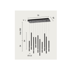 PAKABINAMAS LED ŠVIESTUVAS TUBIC 10 70W JUODAS DIM kaina