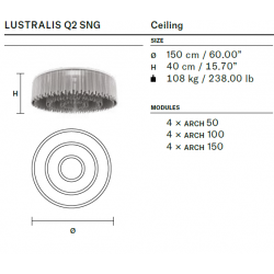 LUBINIS LED ŠVIESTUVAS LUSTRALIS Q2 SNG 130W ŽALVARIO SPALVOS skubiai