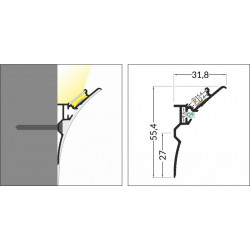 LED PROFILIS SMOOTH12 BC/Q9 PRIGLAISTOMAS, 3M, ALIUMINIS internetu