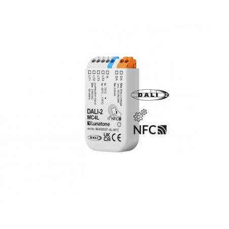 DALI-2 sistemos valdiklis su 4 mygtukų įėjimais (MAINS VOLTAGE) 86458507-4L-2-APP Lunatone