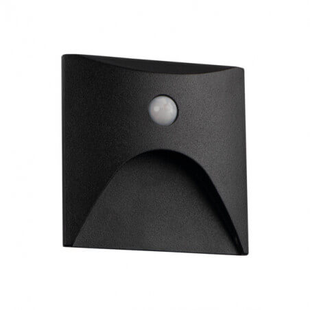 ĮLEIDŽIAMAS SIENINIS LED ŠVIESTUVAS KANLUX EXIN SQUARE PIR 2,5W 3000K JUODAS 39130