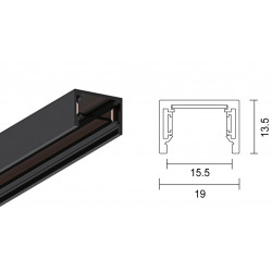 PAVIRŠINIS PROFILIS MAGNETINEI SISTEMAI SLIM JUODAS 2M kaina
