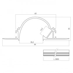 LED PROFILIS PRF170/300SET 3M BALTAS pigiau