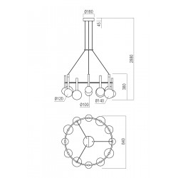 PAKABINAMAS LED ŠVIESTUVAS BOLLA 12 53W CCT JUODAS DIM