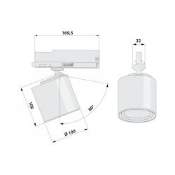 LED šviestuvas 3Ph šviestuvų sistemai Cafeteria 14W 3000K kaina
