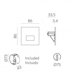 ĮLEIDŽIAMAS SIENINIS LED ŠVIESTUVAS SIGN SQUARE 1,5W BALTAS pigiau