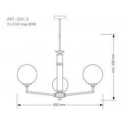 Pakabinamas ŠVIESTUVAS ARTU GLASS 3 D65 kaina