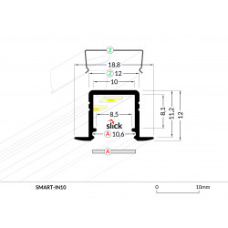 LED PROFILIS SMART-IN10 AC2/Z ĮLEIDŽIAMAS, 1M, BALTAS kaina