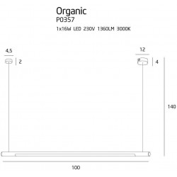 PAKABINAMAS LED šviestuvas ORGANIC HORIZON 100 BALTAS pigiau