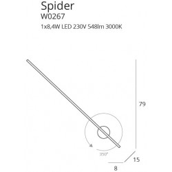 Sieninis LED šviestuvas SPIDER JUODAS