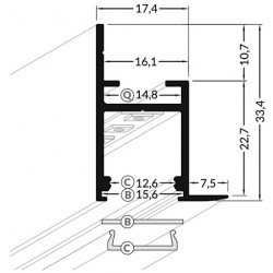 LED PROFILIS FRAME14 BC/Q ĮLEIDŽIAMAS, 1M, BALTAS kaina