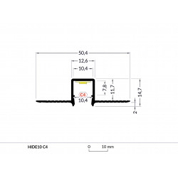 LED PROFILIS HIDE10 C4 PRIGLAISTOMAS, 1M, ANODUOTAS ALIUMINIS kaina
