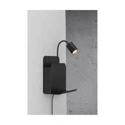 Sieninis šviestuvas ROOMI JUODAS su USB