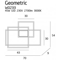 Lubinis -SIENINIS LED DIMERIUOJAMAS ŠVIESTUVAS GEOMETRIC JUODAS pigiau