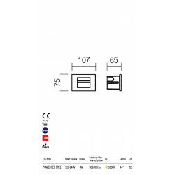 Įleidžiamas LED sieninis šviestuvas INNER 3W 3000K BALTAS 9635 pigiau