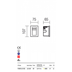 Įleidžiamas LED sieninis šviestuvas INNER 3W 4000K BALTAS 9548 kaina